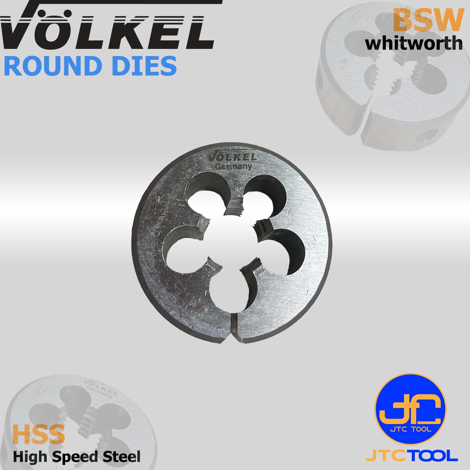 ดายต๊าปเกลียวไฮสปีดหน่วยนิ้ว(BSW) - HSS Round Die Whitworth Thread (BSW) [Brand: Volkel]