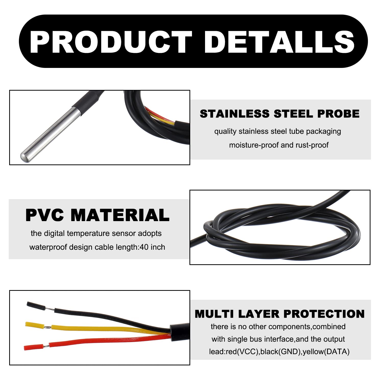 DS18B20 Waterproof Digital Temperature Sensor with Adapter Baord วัดอุณหภูมิกันน้ำ พร้อมบอร์ด Adapter