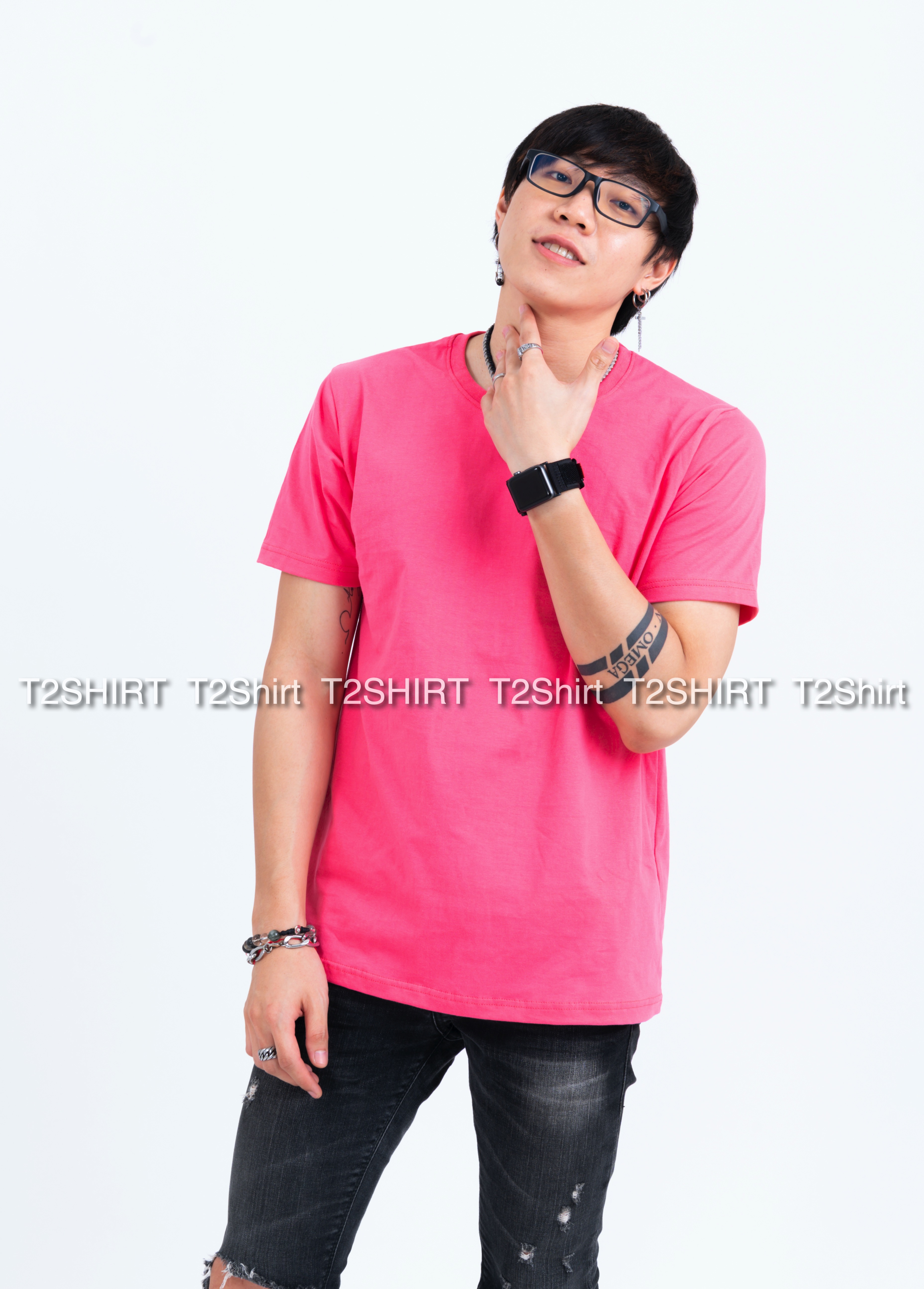 เสื้อยืด คอกลม แขนสั้น สีชมพู Sweety Size 2XL
