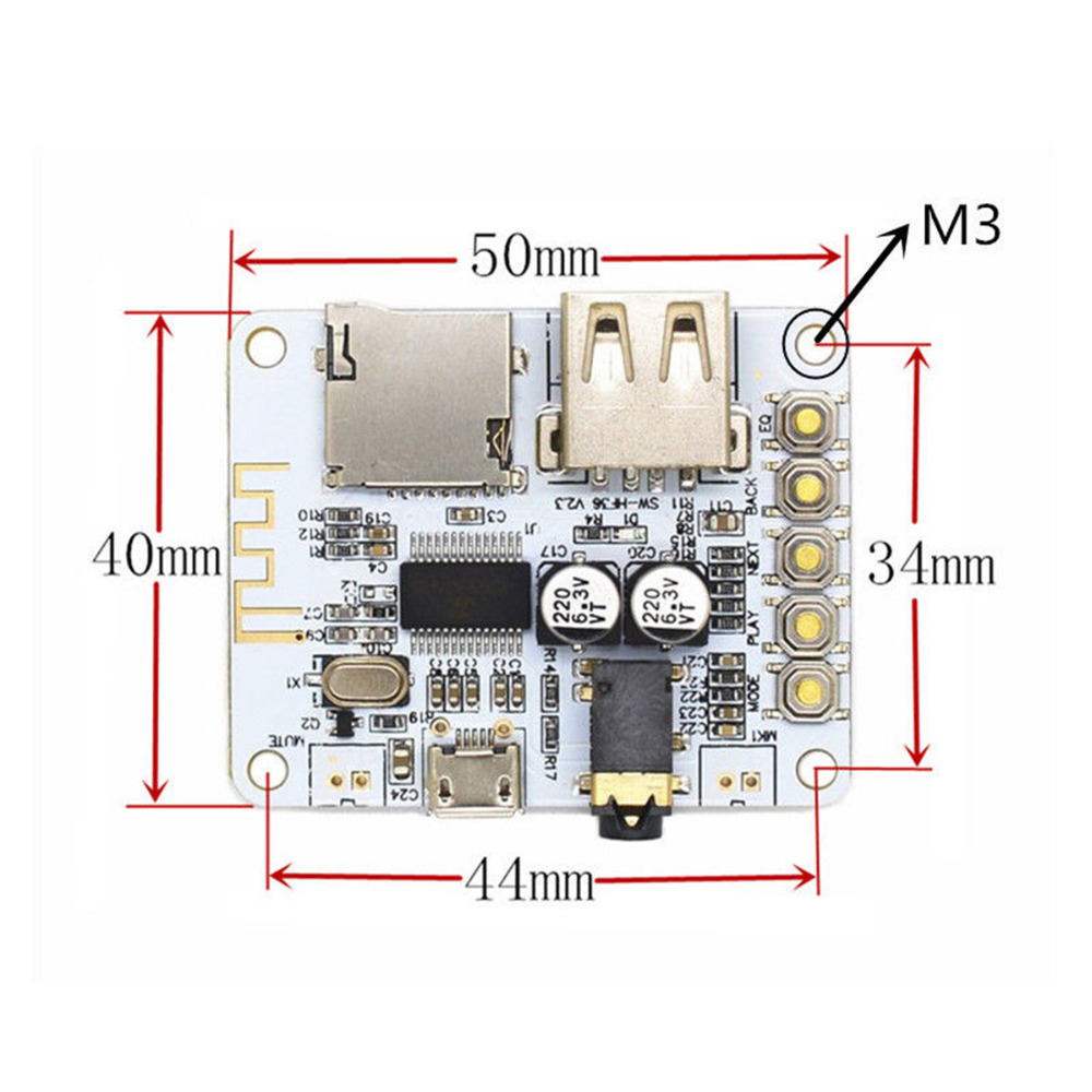 Wireless Bluetooth Audio Receiver Board, Bluetooth 4.1 Amplifier Module,Supporting TF Card USB Decording Play
