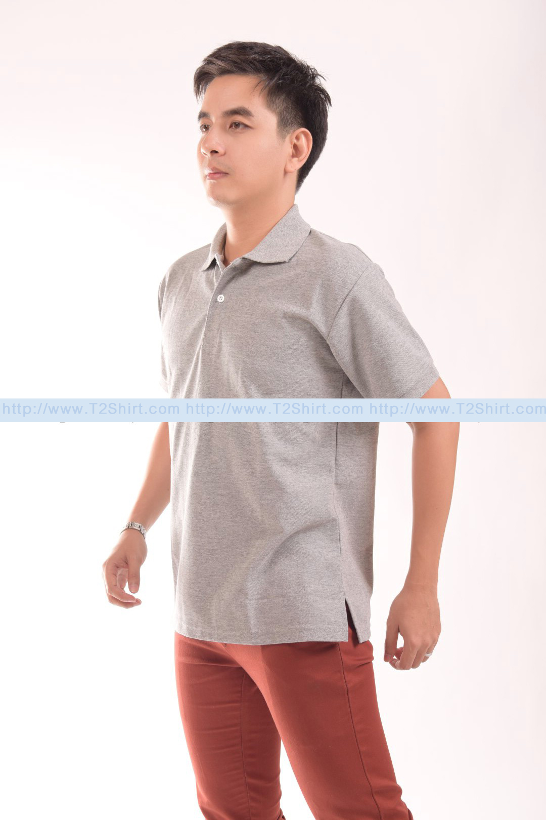 เสื้อโปโล TK แขนสั้น ทรงตรง สีเทาท็อปดาย Size 3XL