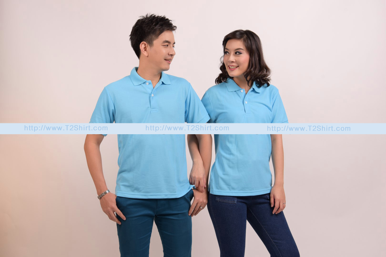 เสื้อโปโล TK แขนสั้น ทรงตรง สีฟ้าอ่อน Size SS