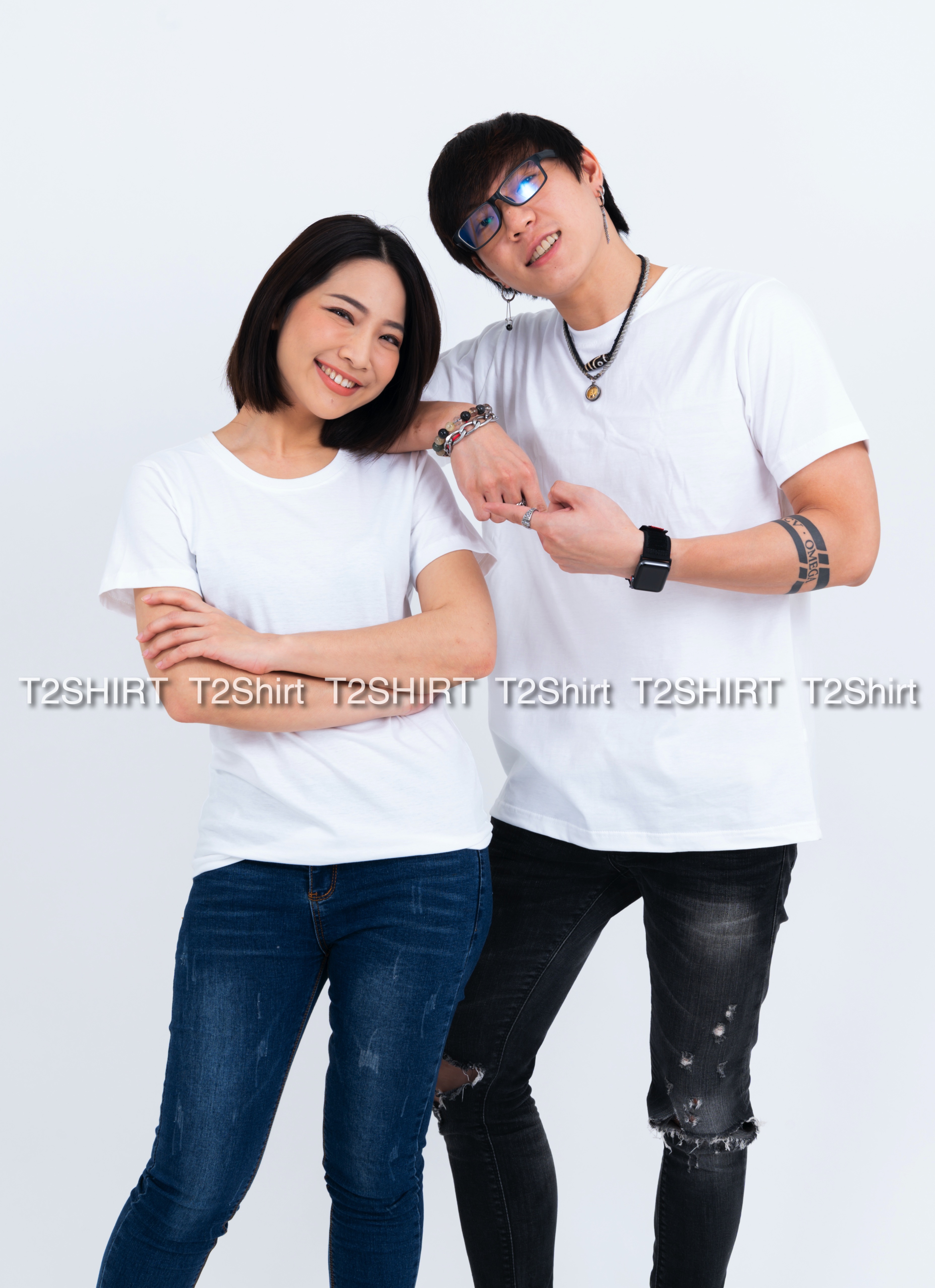 เสื้อยืด คอกลม แขนสั้น สีขาว Size L
