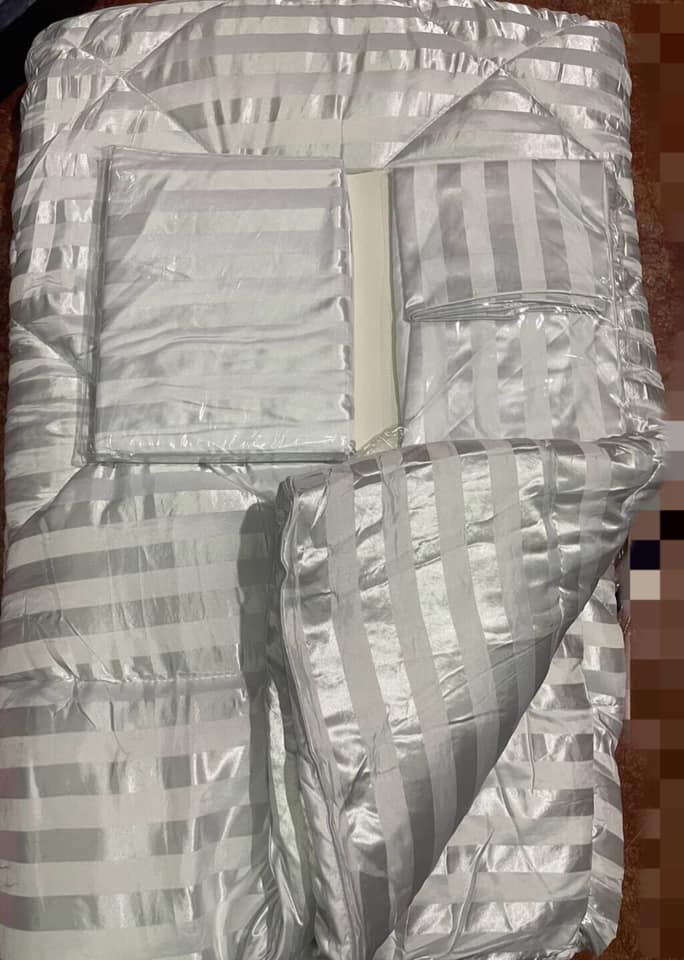 ชุดนวมลายริ้วชัดเจน เงางาม เกรดซุปเปอร์พรีเมี่ยม ระดับเกรดโรงแรม 5 star ผ้าสวยหนา