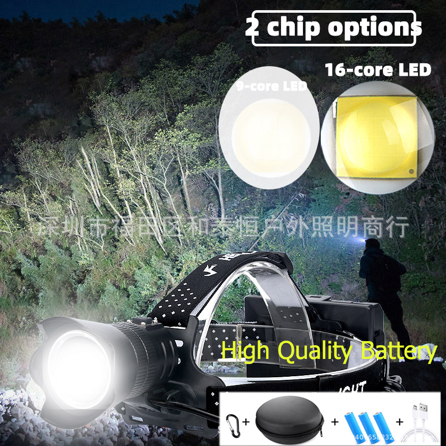 ไฟฉายคาดศีรษะแรงสูง แบบ 1 หลอดปรับขยายได้ LED P160 16 Core , JamieFire T138 แสงขาว ชุดแบตเตอรี่คุณภาพดี พร้อมซิปบรรจุไฟฉาย พร้อมหูหิ้ว