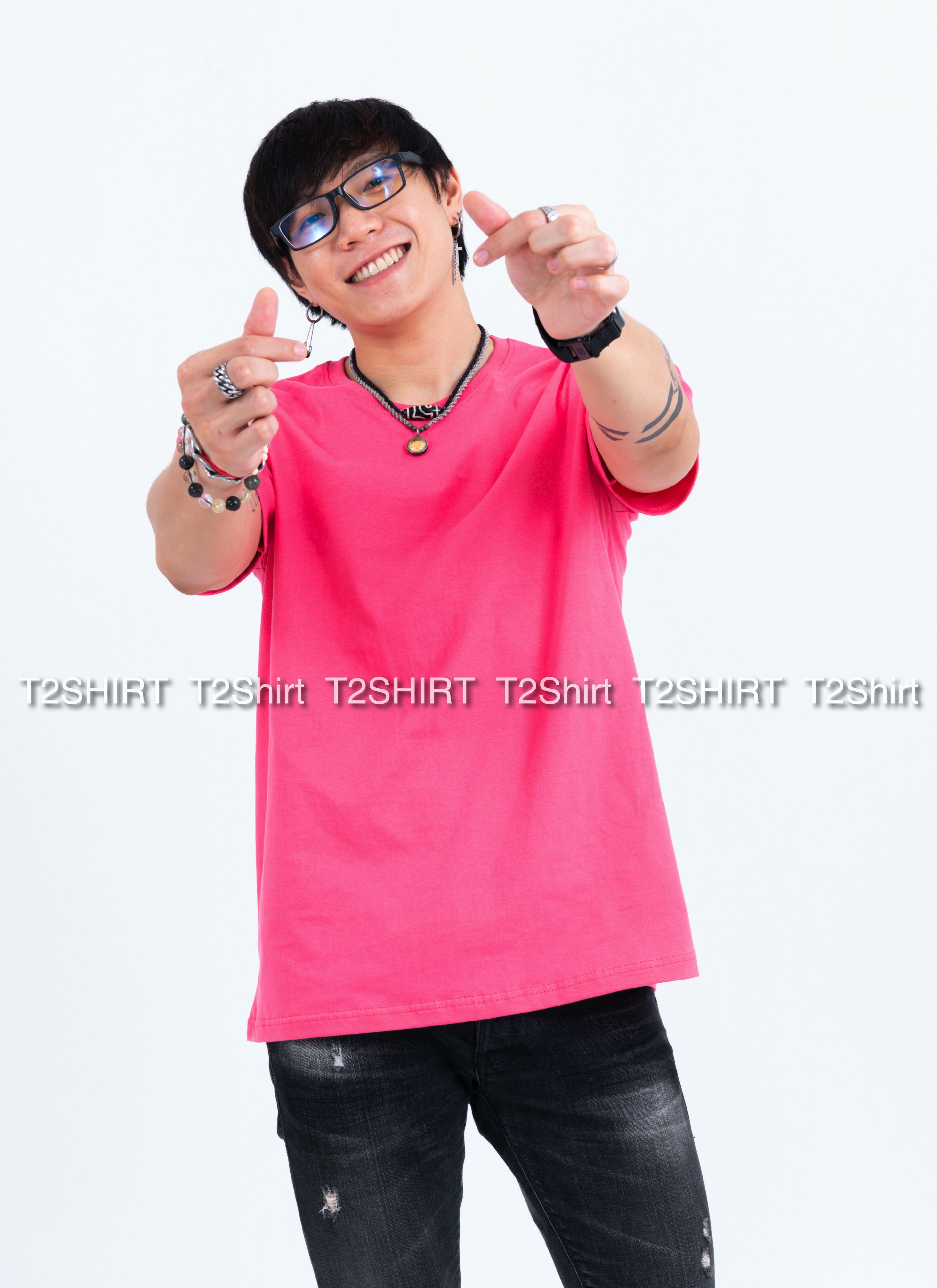 เสื้อยืด คอกลม แขนสั้น สีชมพู Sweety Size 4XL