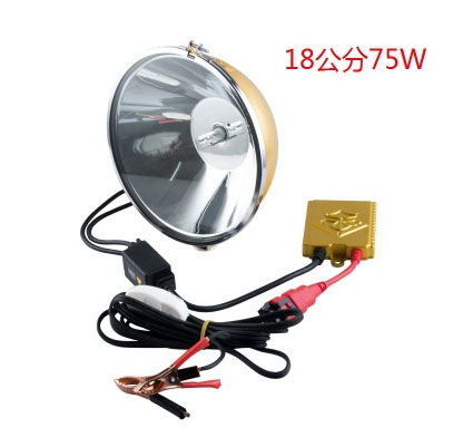 ไฟฉายแรงสูง แบบโคม Xenon ขนาดโคม 18 CM กำลัง 75 Watt / 12 Volt DC แบบปรับแสงไม่ได้ พร้อมด้วยขาตั้งอย่างดี