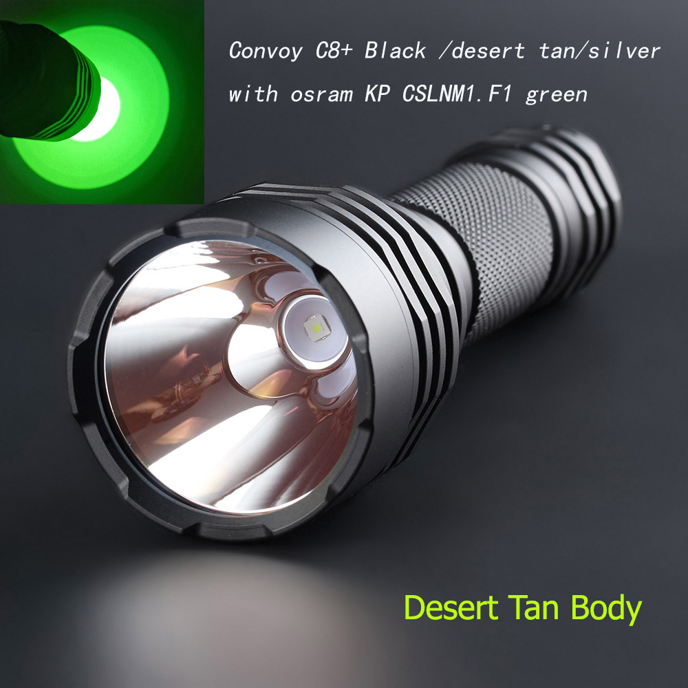 ไฟฉายแรงสูงแสงสีแดง Convoy C8+ KR CSLNM1.23 Green Light Desert Tan Body