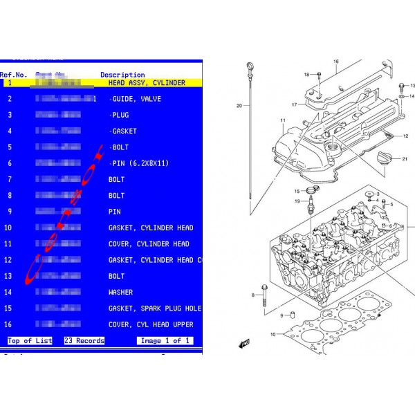 CD โปรแกรมรวม คู่มือ PART NUMBER อะไหล่ SUZUKI ทุกรุ่น มีรูปอะไหล่ประกอบ