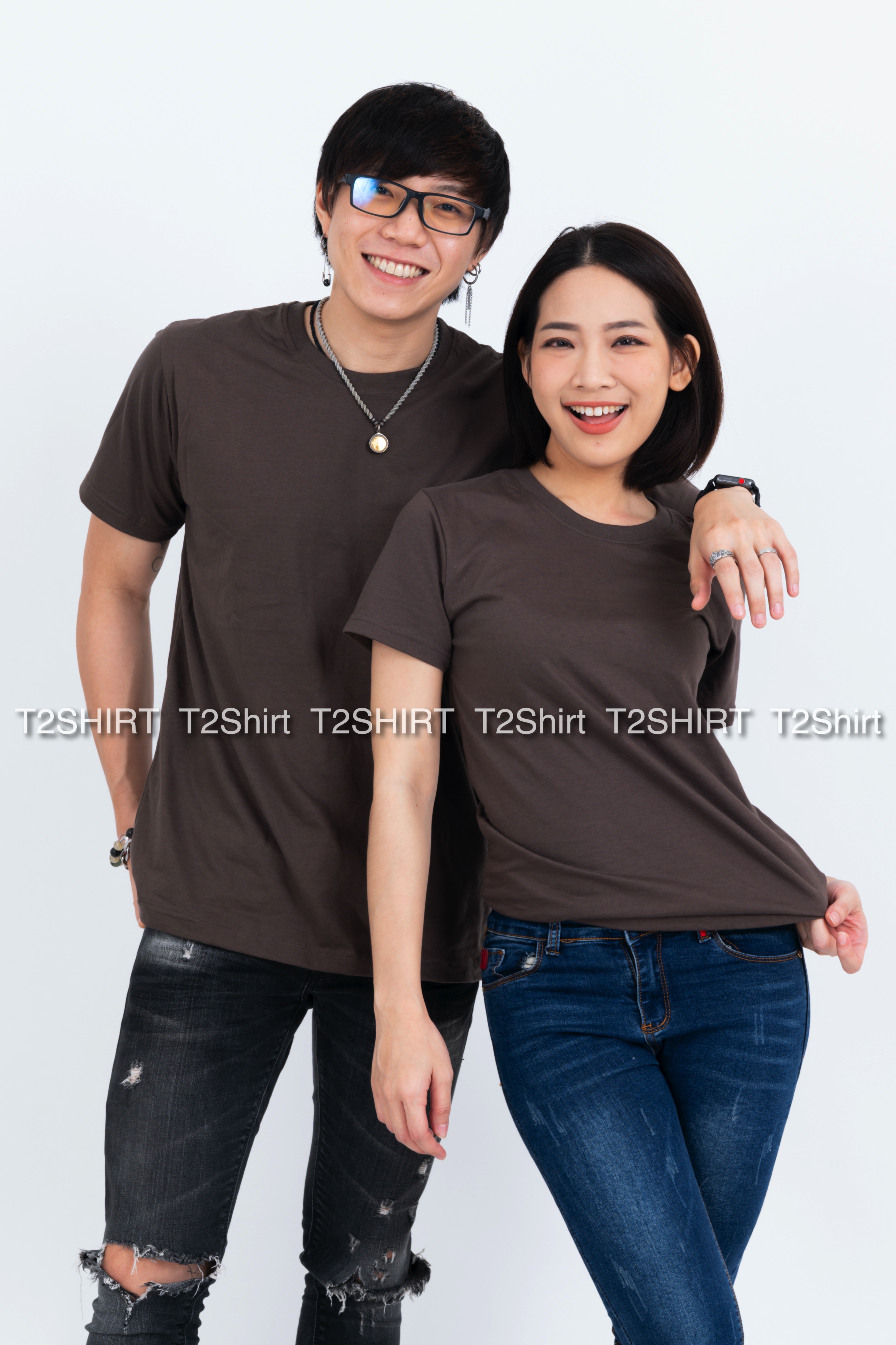 เสื้อยืด คอกลม แขนสั้น สีเทาเข้ม Size 4XL