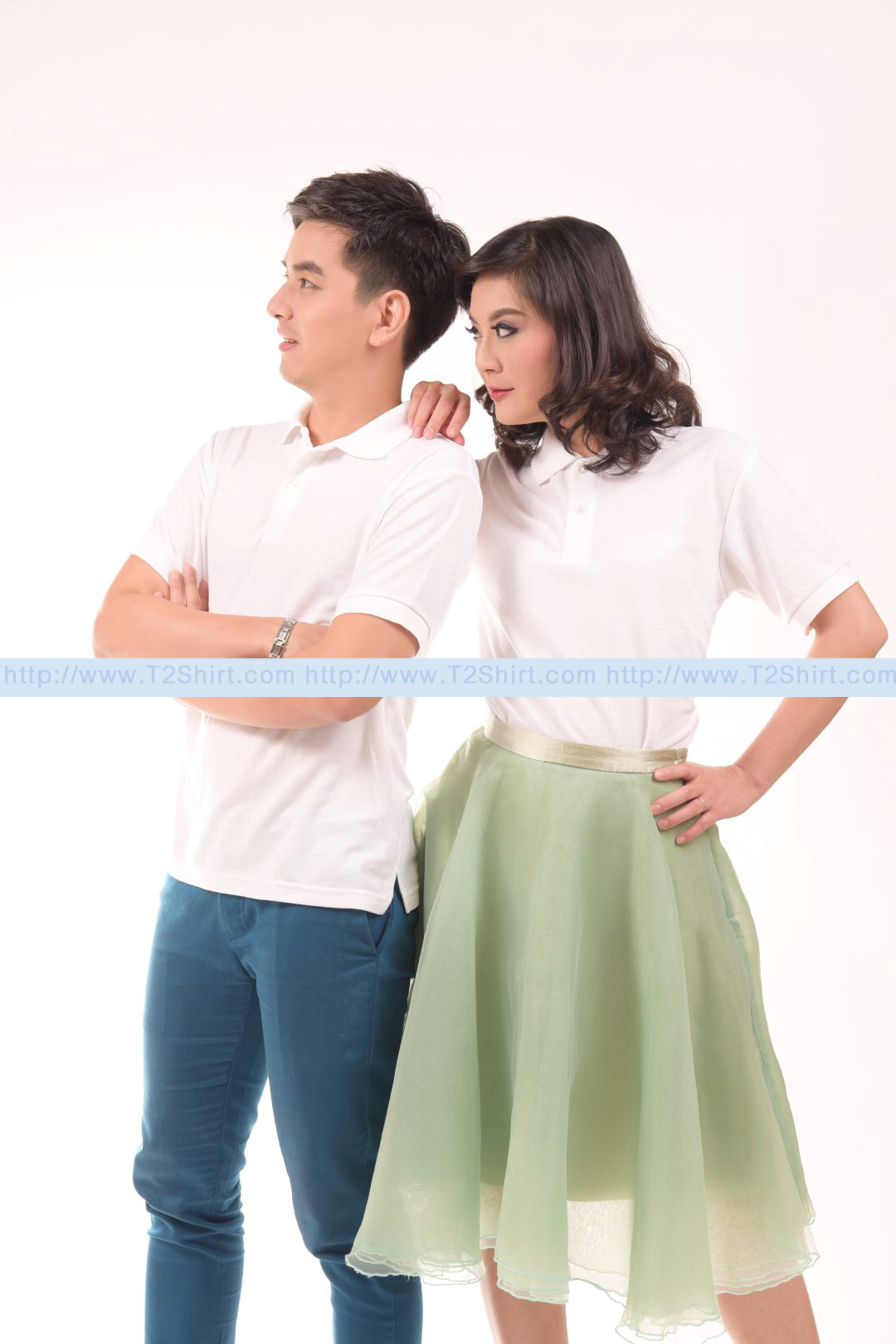 เสื้อโปโล TK แขนสั้น ทรงตรง สีขาว Size M