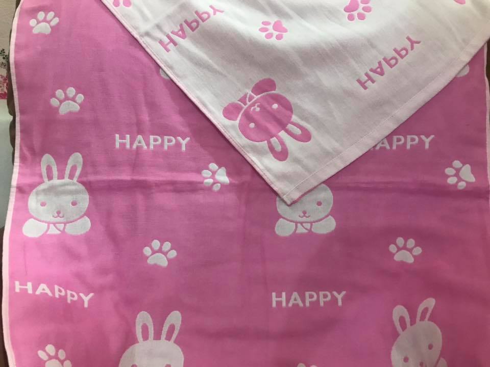 ผ้าเช็ดตัวผ้าฝ้ายสาลู ทอ 3 ชั้น ลายน่ารัก นุ่มมาก เด็กเล็กใช้ได้