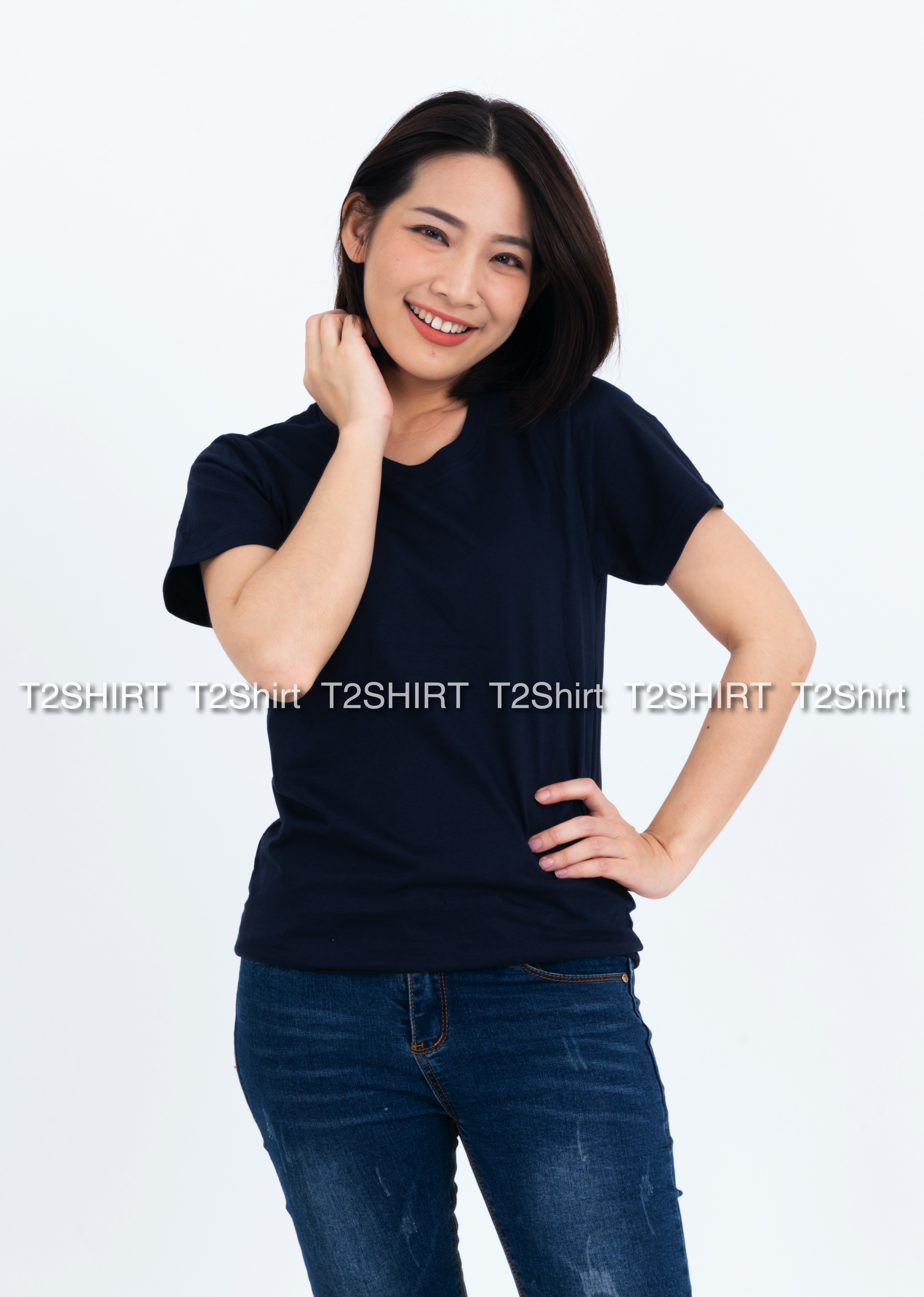 เสื้อยืด คอกลม แขนสั้น สีกรมท่า Size 4XL