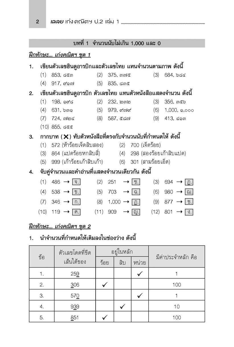 เก่ง คณิตศาสตร์ ป.2 เล่ม 1 (หลักสูตรใหม่)