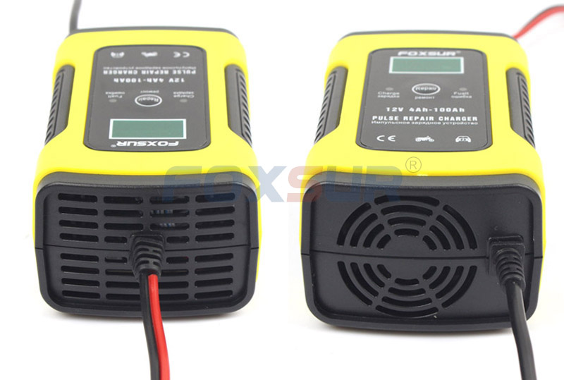 เครื่องชาร์จแบตเตอรี่รถยนต์ และรถจักรยานยนต์ ขนาดพกพา รุ่นล่าสุด Foxsur ( FBC-1205D)