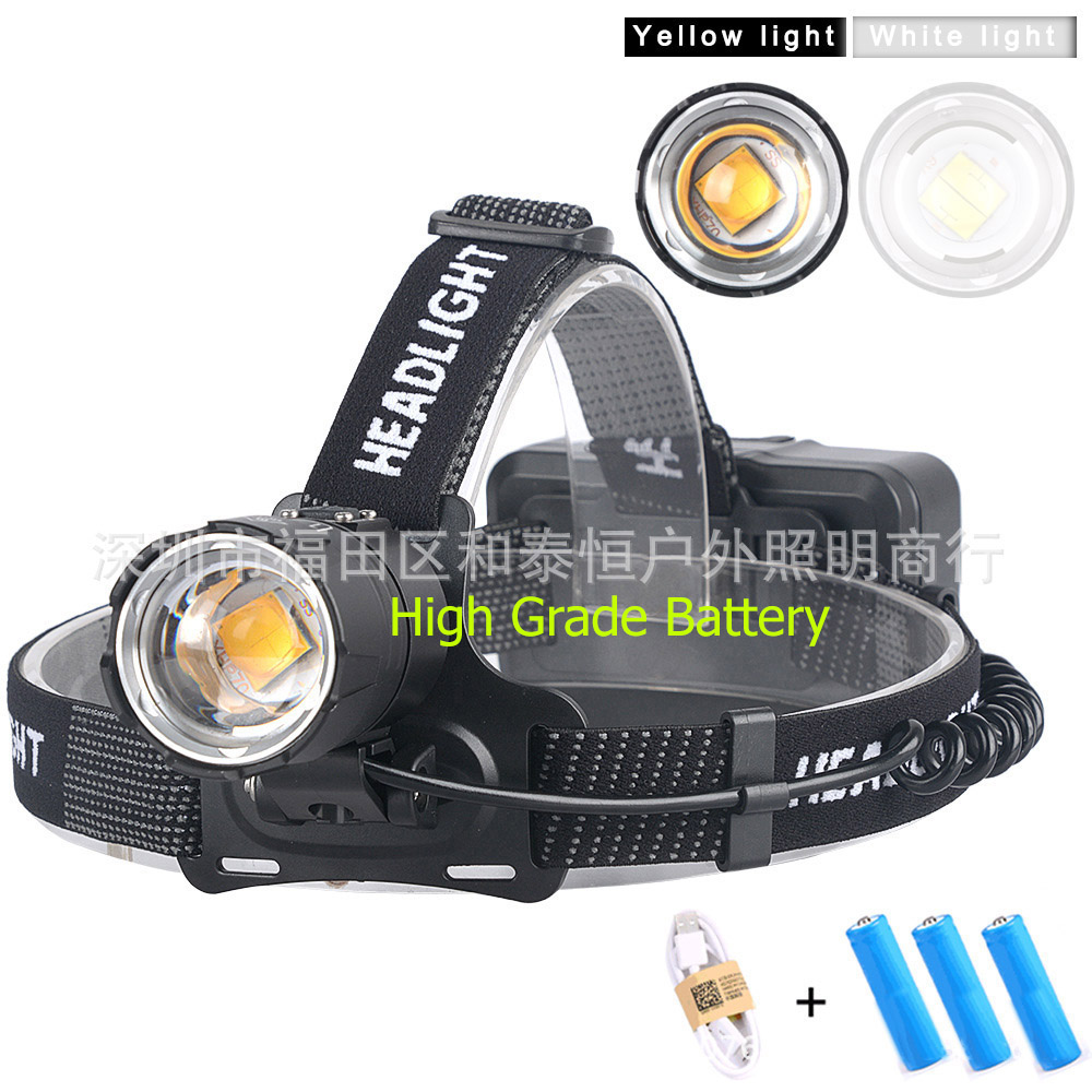 ไฟฉายคาดศีรษะแรงสูง แบบ 1 หลอดปรับขยายได้ LED XHP70.2 , JamieFire T130 แสงสีเหลือง ชุดแบตเตอรี่เกรดคุณภาพดี