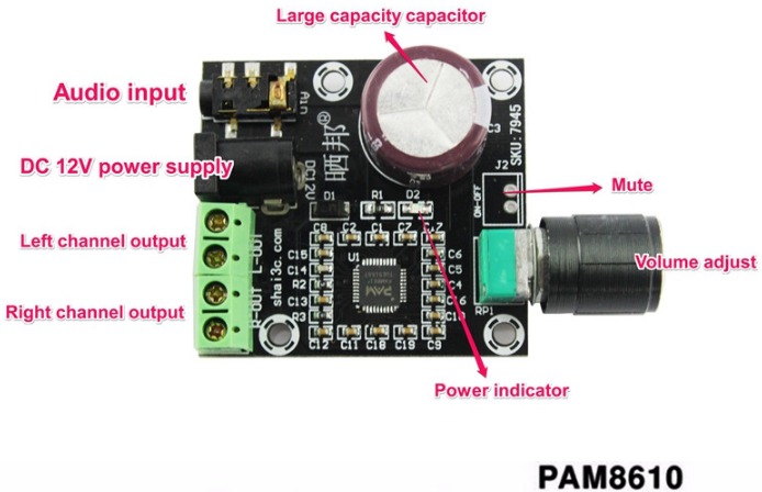 PAM8610 Dual Channel DC 12V 15W*2 HD High Power Pure Audio Amplifier Board