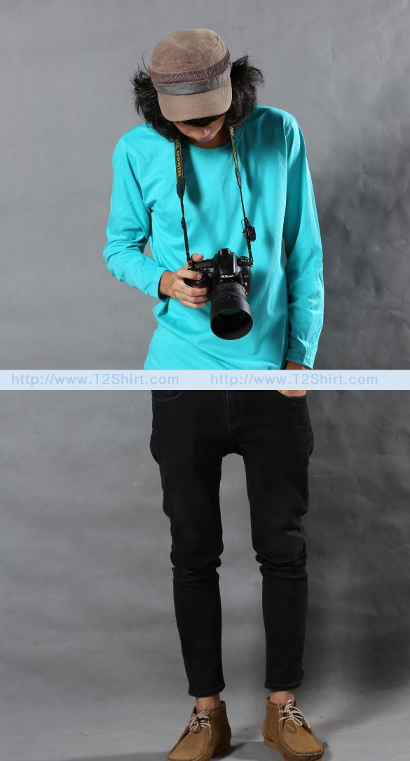 เสื้อยืด คอกลม แขนยาว สีเขียวมิ้นต์ Size L