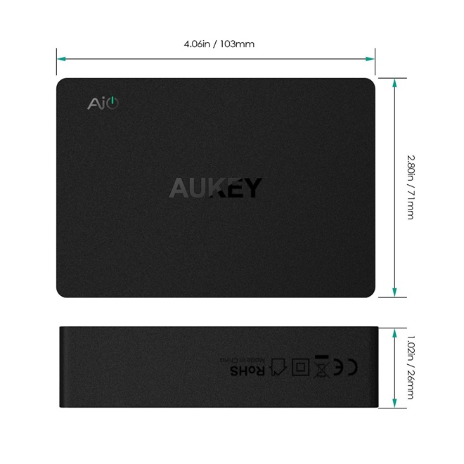 Adapter ที่ชาร์จ Aukey 6 Port USB Charging Station With Qualcomm QuickCharge 3.0(QC 3.0+QC 2.0)+แถมสาย Aukey USB(pa-t11)