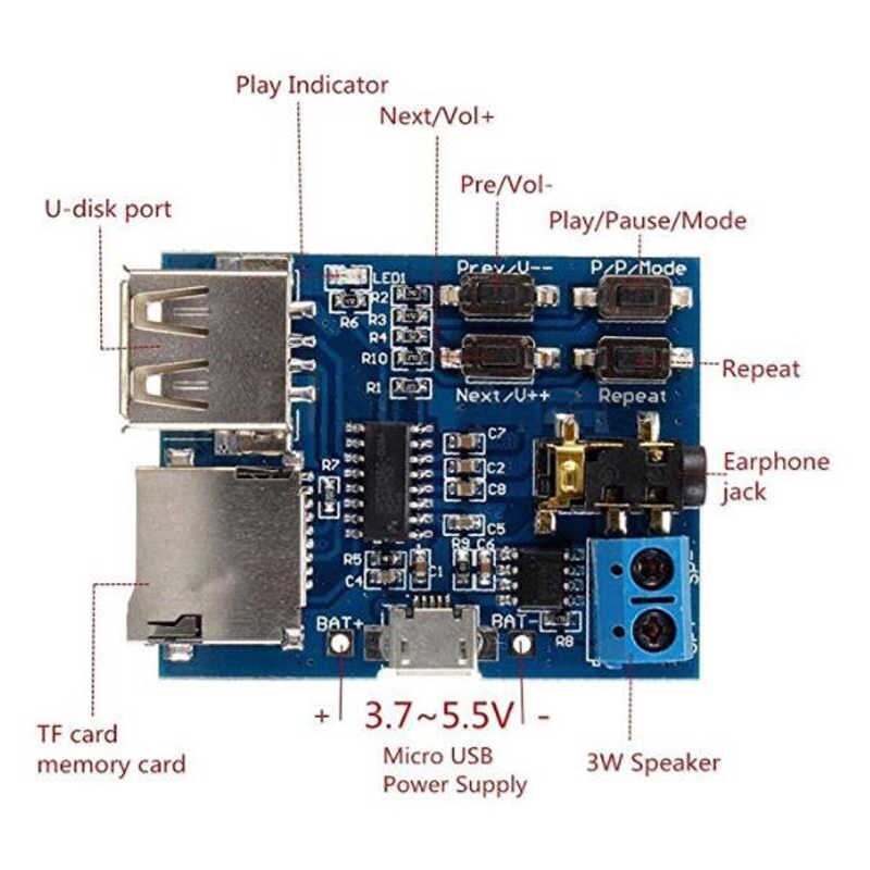 บอร์ดเล่นเสียง Lossless Decoder Board With Power Amplifier Module SD Card Player