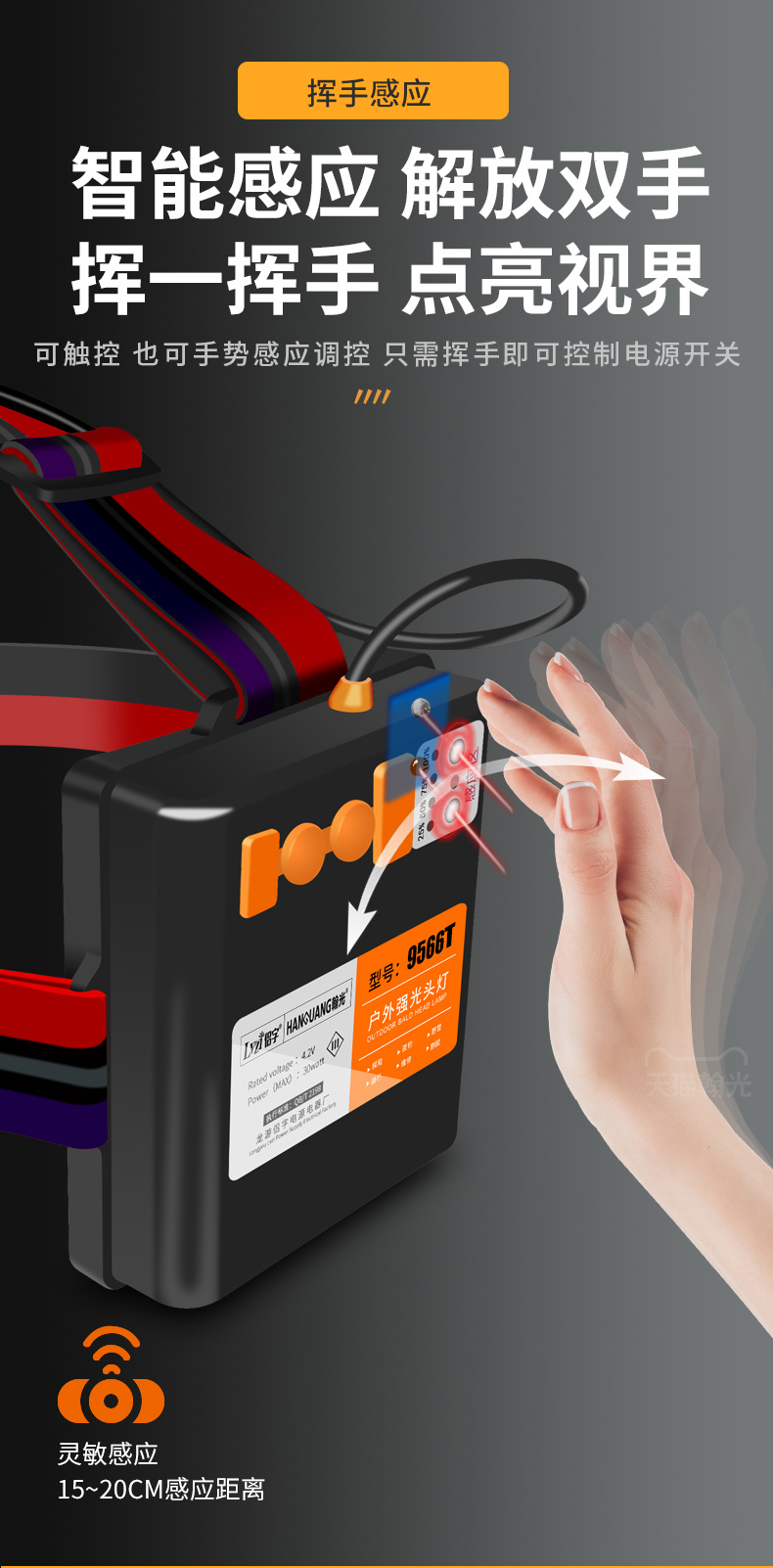 ไฟฉายคาดศีรษะแรงสูงขนาดใหญ่ Han Guang HG-9566S หลอด P100