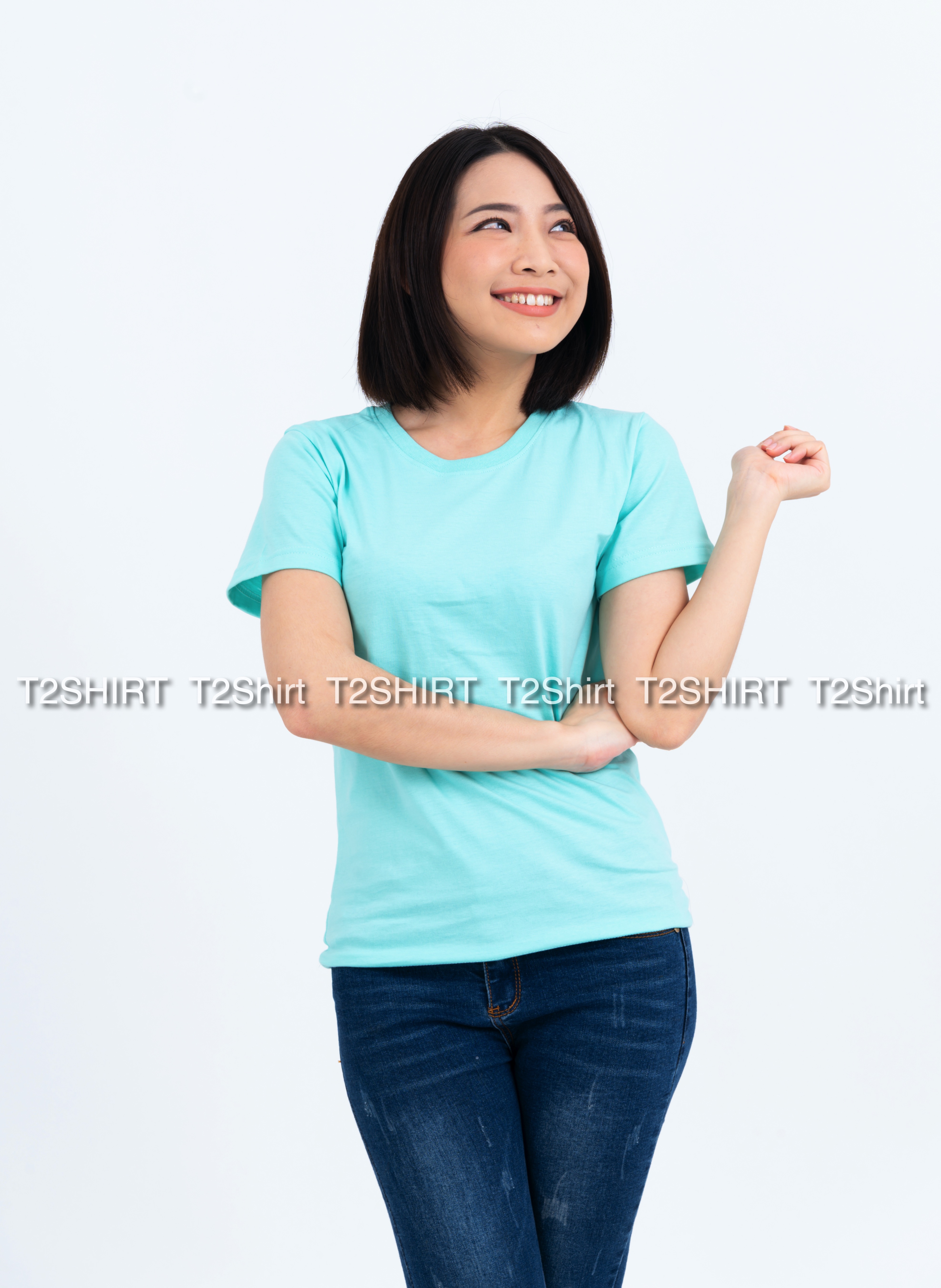 เสื้อยืด คอกลม แขนสั้น สีเขียวพาสเทล Size 4XL