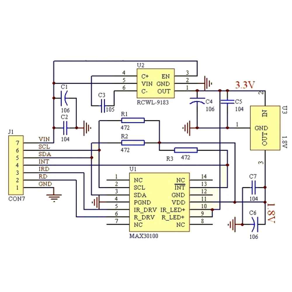 MAX30100 เซ็นเซอร์วัดออกซิเจนในเลือดและอัตราการเต้นของหัวใจ ชีพจร High-Sensitivity Pulse Oximeter and Heart-Rate Sensor for Wearable Health Compatible with Arduino