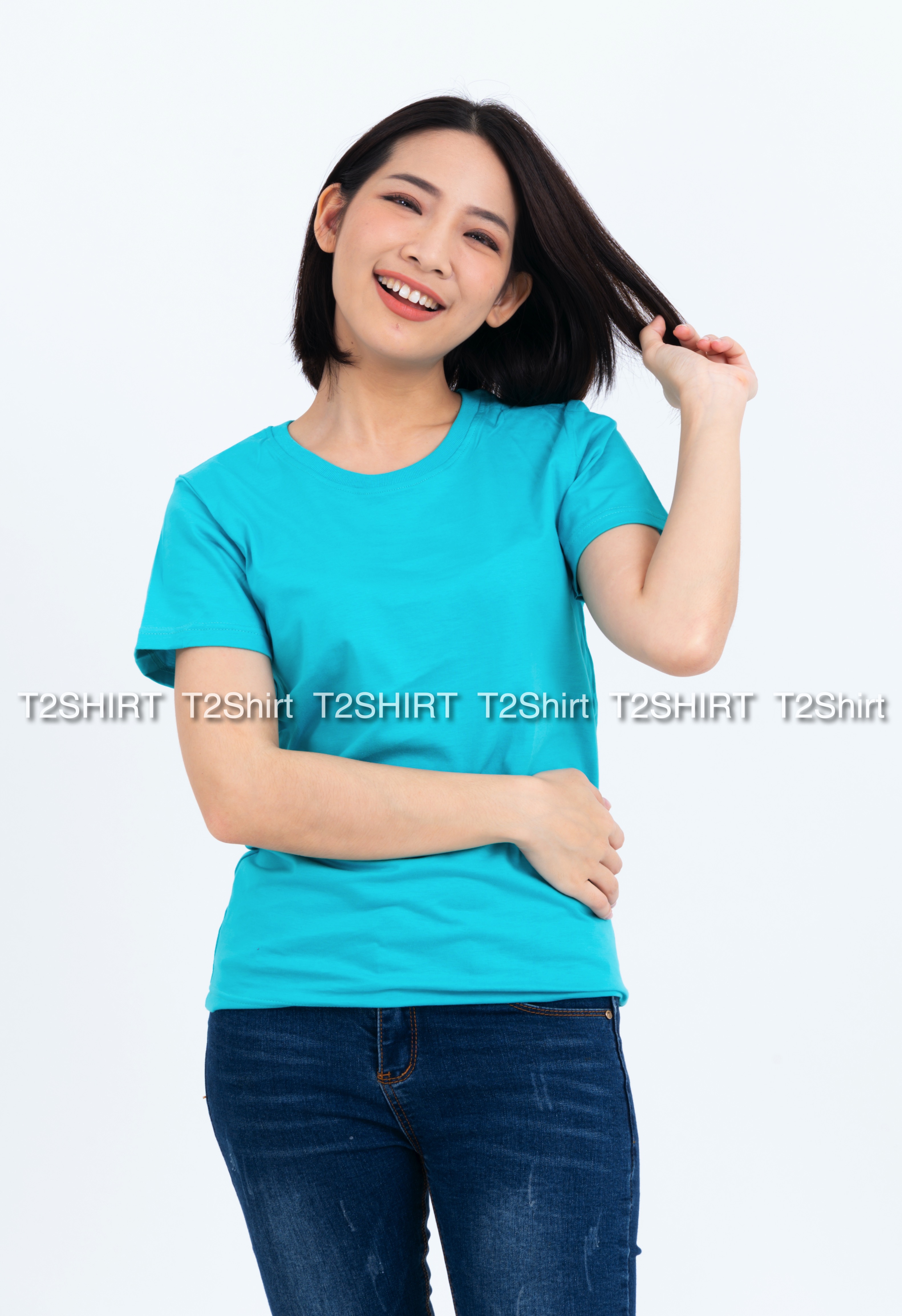 เสื้อยืด คอกลม แขนสั้น สีเขียวมิ้นต์ Size S