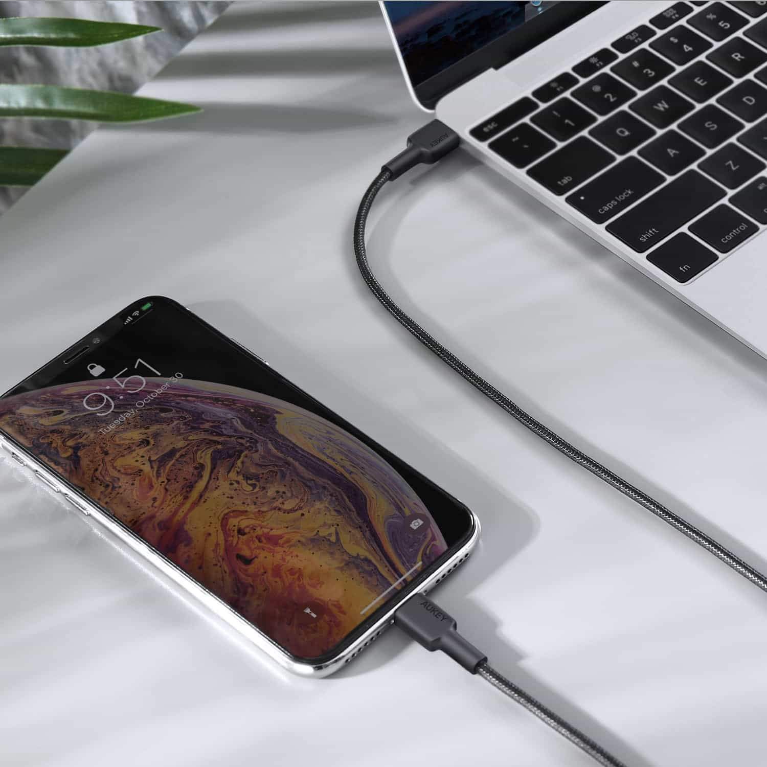 สายชาร์จ Aukey USB-C to L PD Braided Nylon Cable รุ่น CB-CL1