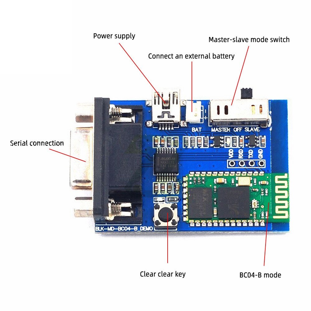 BC-04 Bluetooth to RS232 Serial Port Module Wireless Serial Communication Adapter