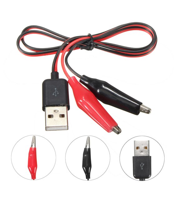 สาย USB ปากจรเข้ Alligator Clip to USB Male Cable 60cm
