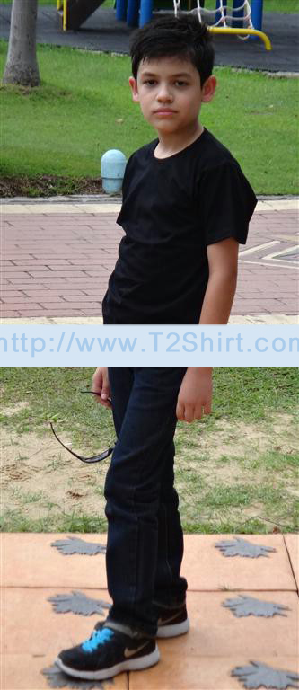 เสื้อยืดเด็ก คอกลม แขนสั้น สีดำ Size L