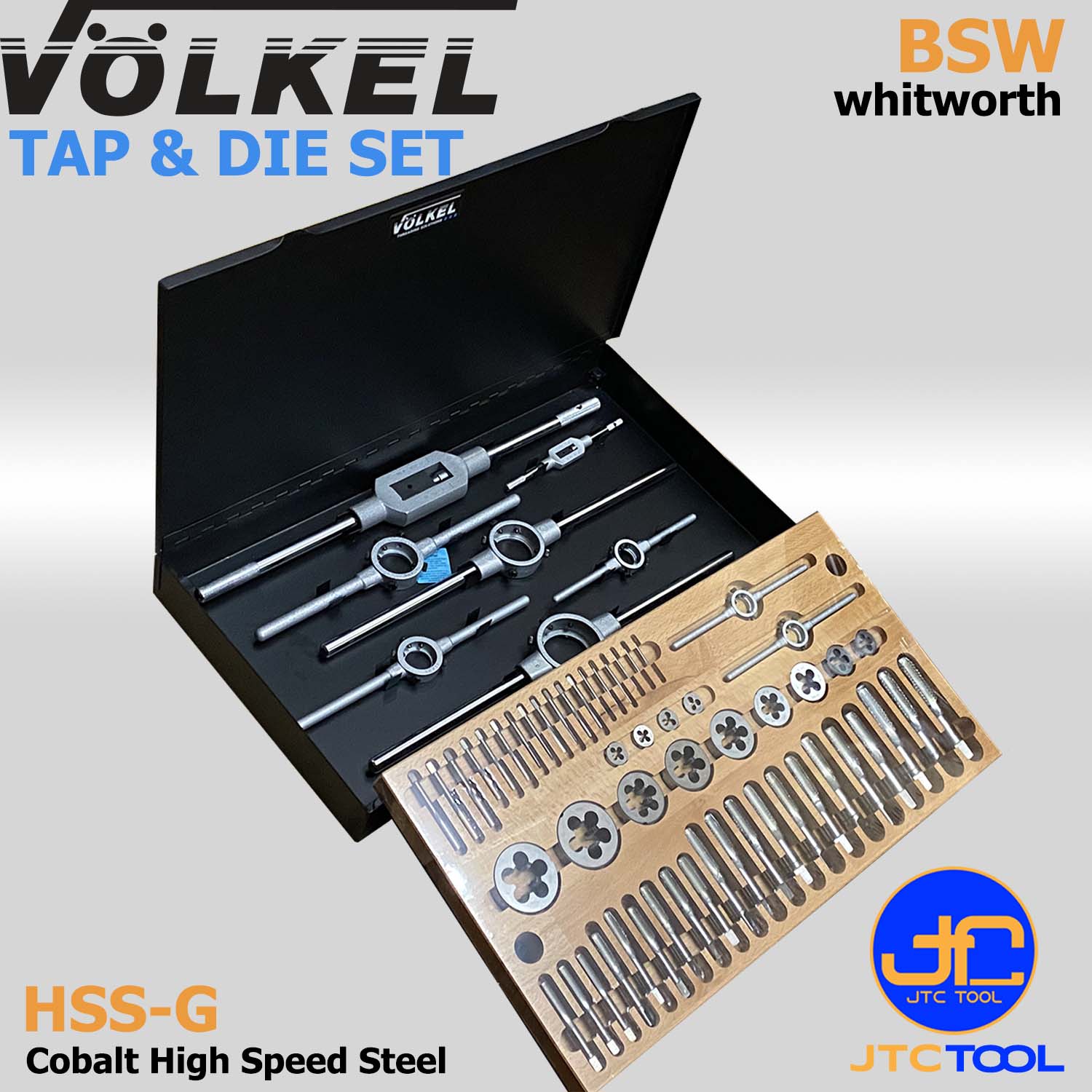 ชุดต๊าปและดายไฮสปีดหน่วยนิ้ว(BSW) - HSS Taps & Die Set Whitworth Thread(BSW) [Brand: Volkel]