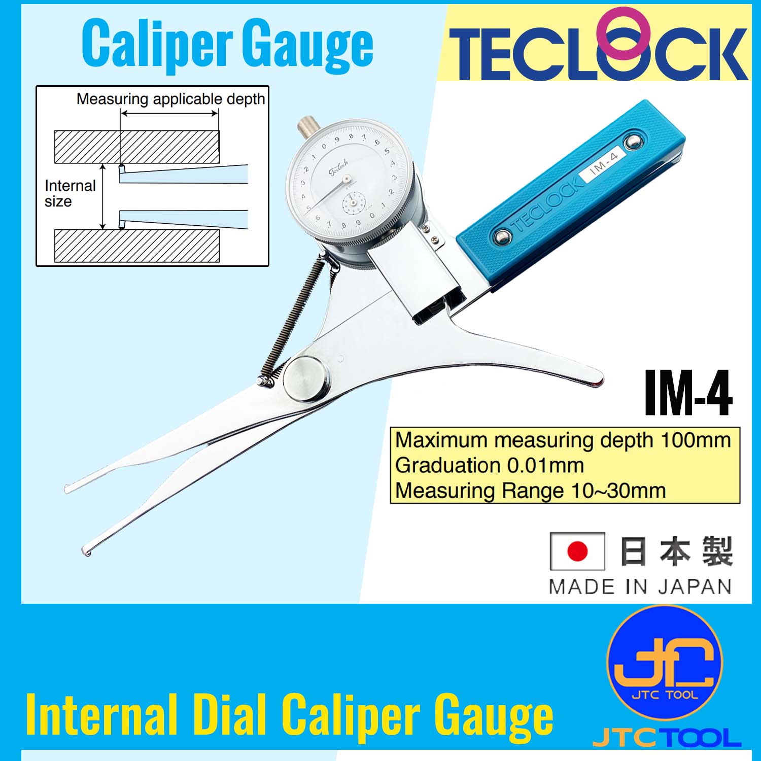 Teclock ไดอัลเกจวัดรูใน ขนาด 10-30มิล รุ่น IM-4 - Internal Dial Depth Gauges Range 10-30mm. No.IM-4