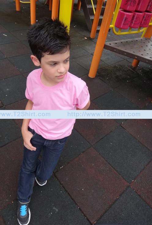 เสื้อยืดเด็ก คอกลม แขนสั้น สีชมพูอ่อน Size S