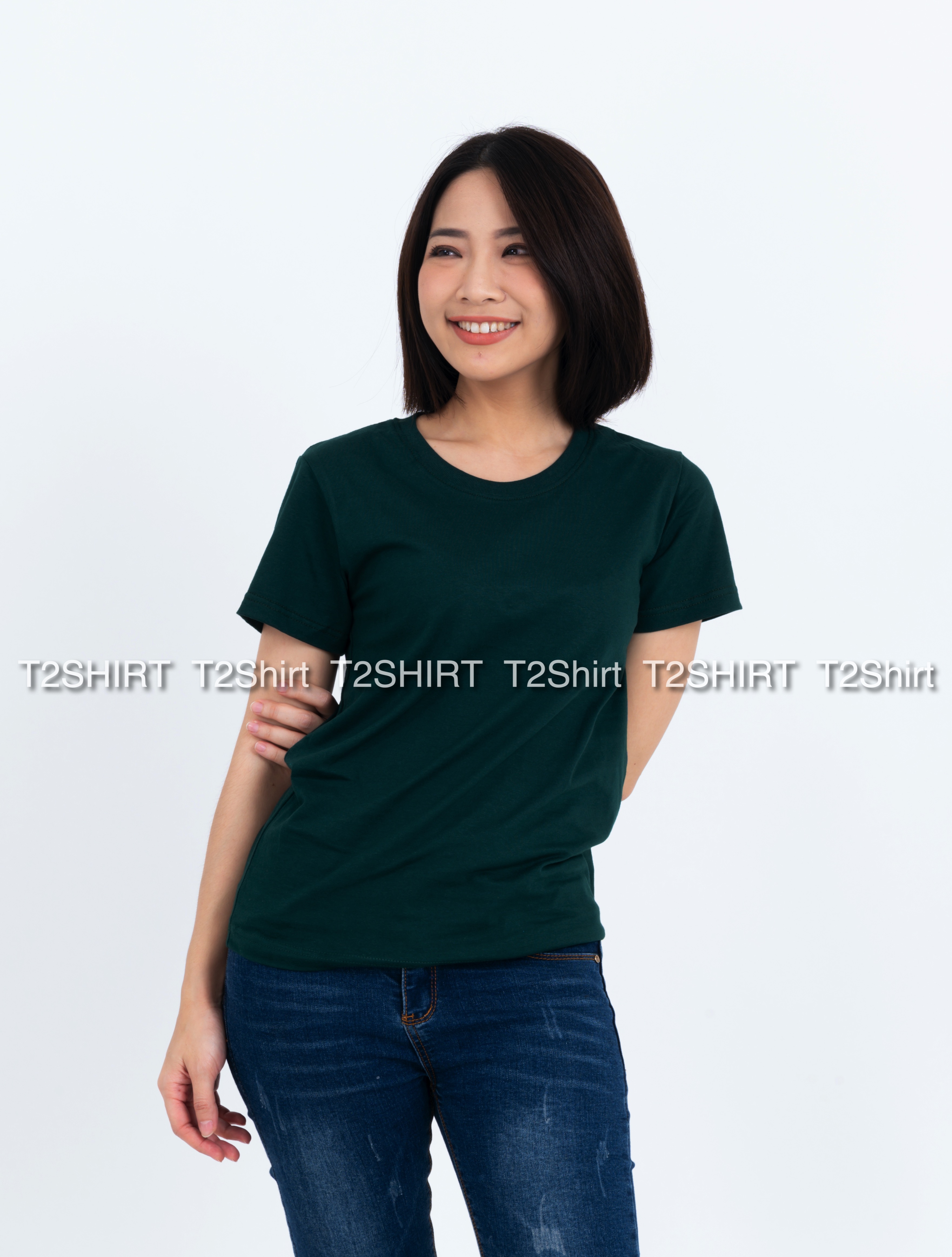 เสื้อยืด คอกลม แขนสั้น สีเขียวหัวเป็ด Size 4XL
