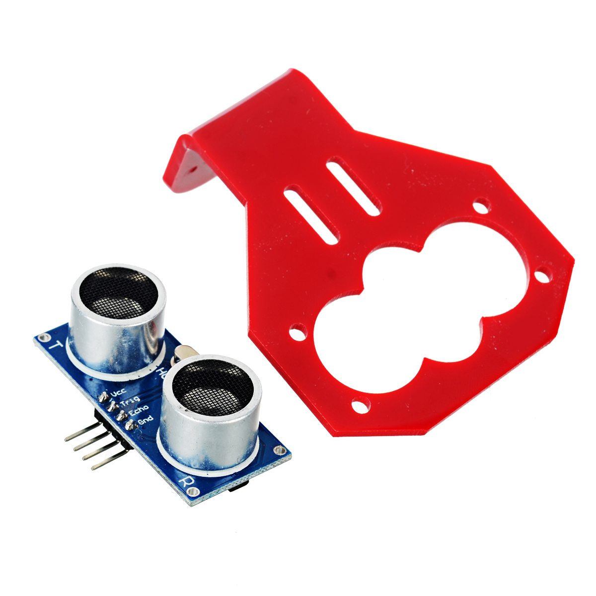 ขาตั้ง ยึดโมดูลวัดระยะทาง HC-SR04 สีแดง Mounting Bracket for Ultrasonic Module