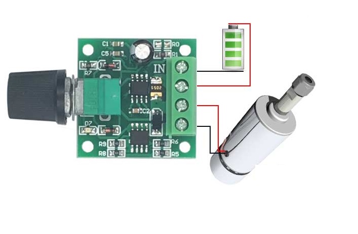 โมดูลปรับความเร็วมอเตอร์ DC แบบ PWM DC 1.8-12V 2A PWM Motor Speed Controller 0~100% Adjustable Drive Module 1803B