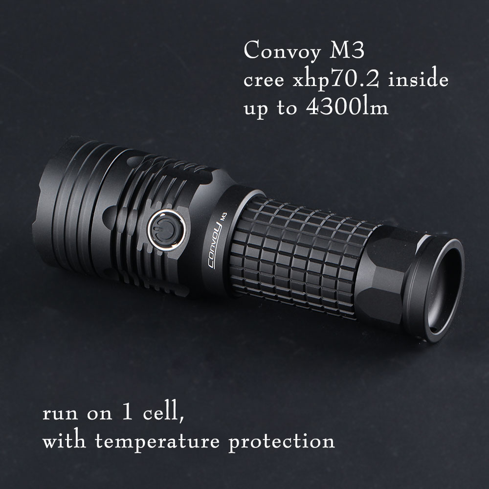 ไฟฉายพกพา คุณภาพสูง ขนาดกลาง Convoy M3 XHP70.2 LED Up to 4300 LM
