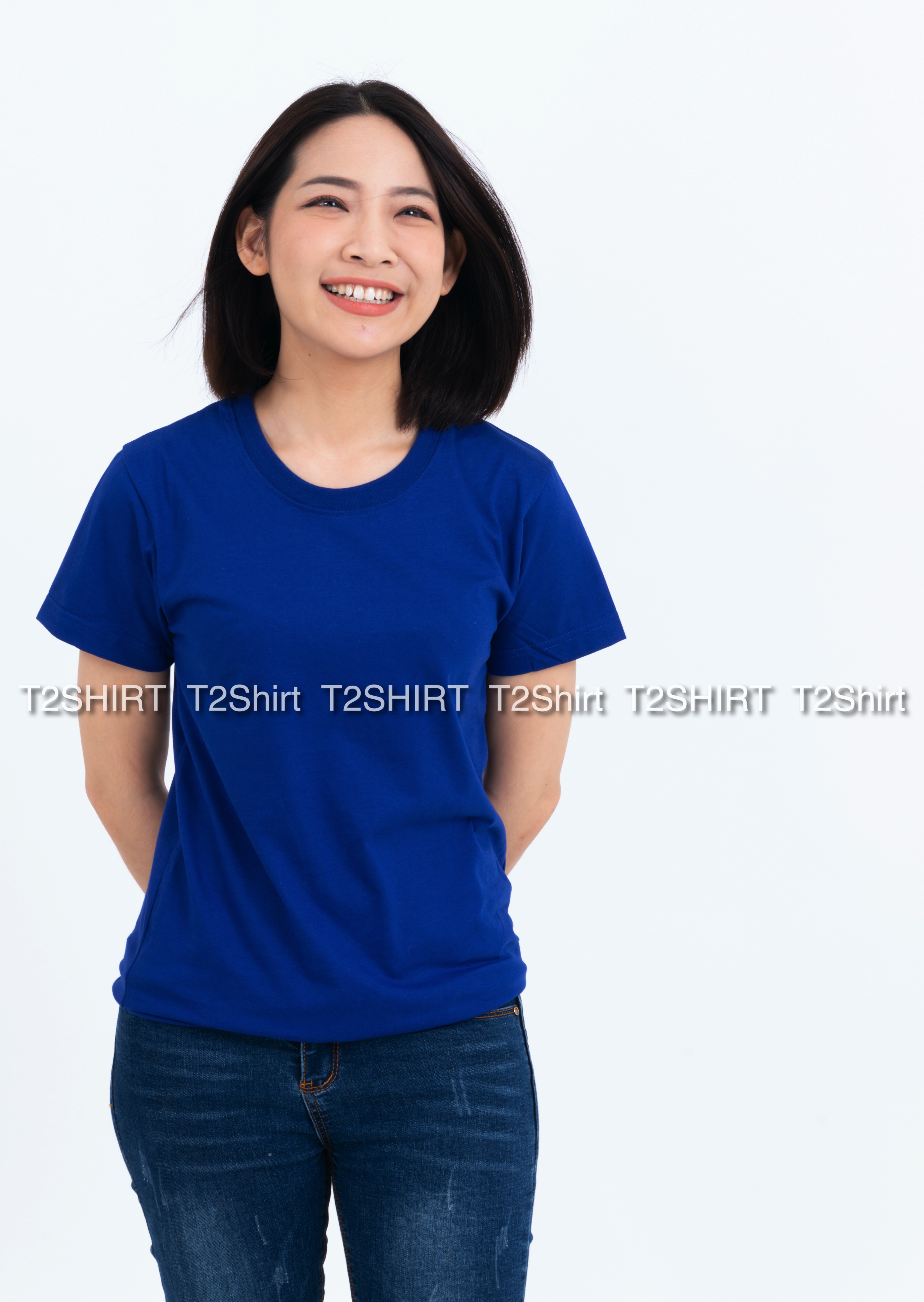 เสื้อยืด คอกลม แขนสั้น สีน้ำเงิน Size XL