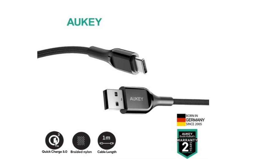 สายชาร์จ Type-C AUKEY CB-CD44 Nylon Cable USB-A to USB-C 200cm