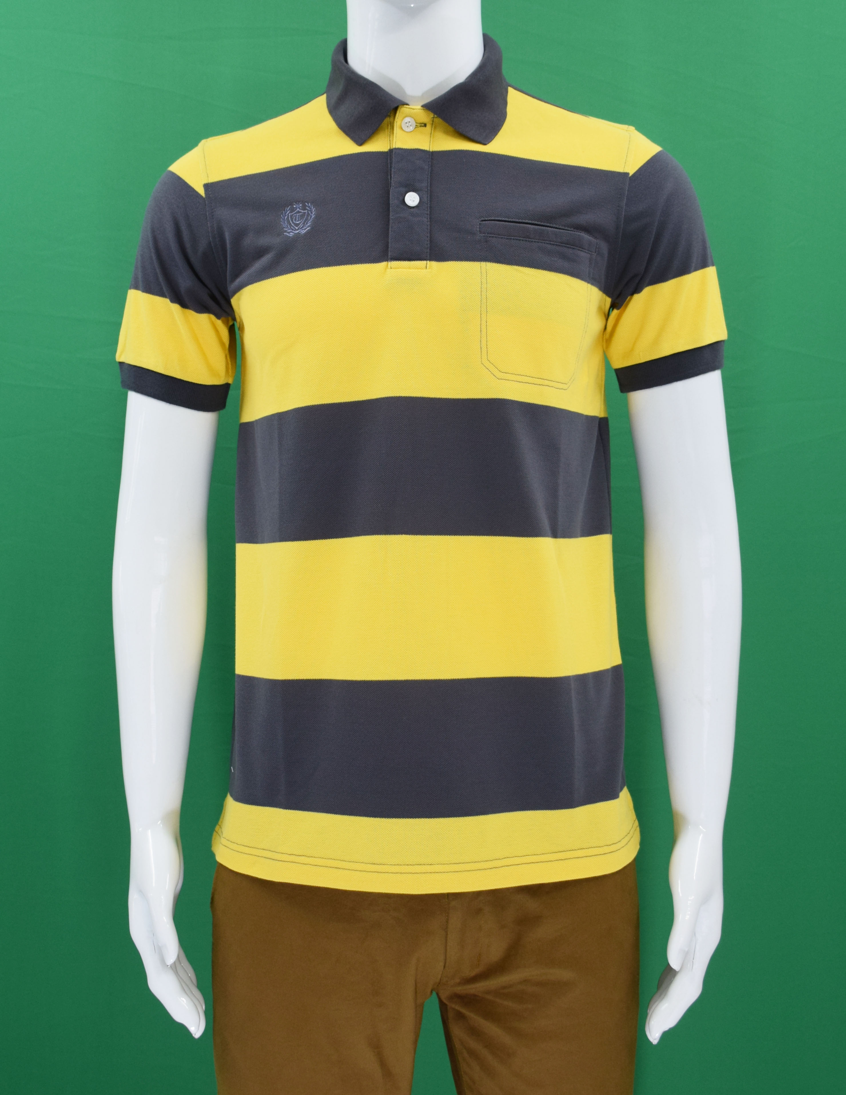 เสื้อโปโลลายริ้ว ดำ-เหลือง ไซร์ M-3XL ส่งKerry,ส่งฟรี,มีเก็บเงินปลายทาง Made in Thailand By Tanisa
