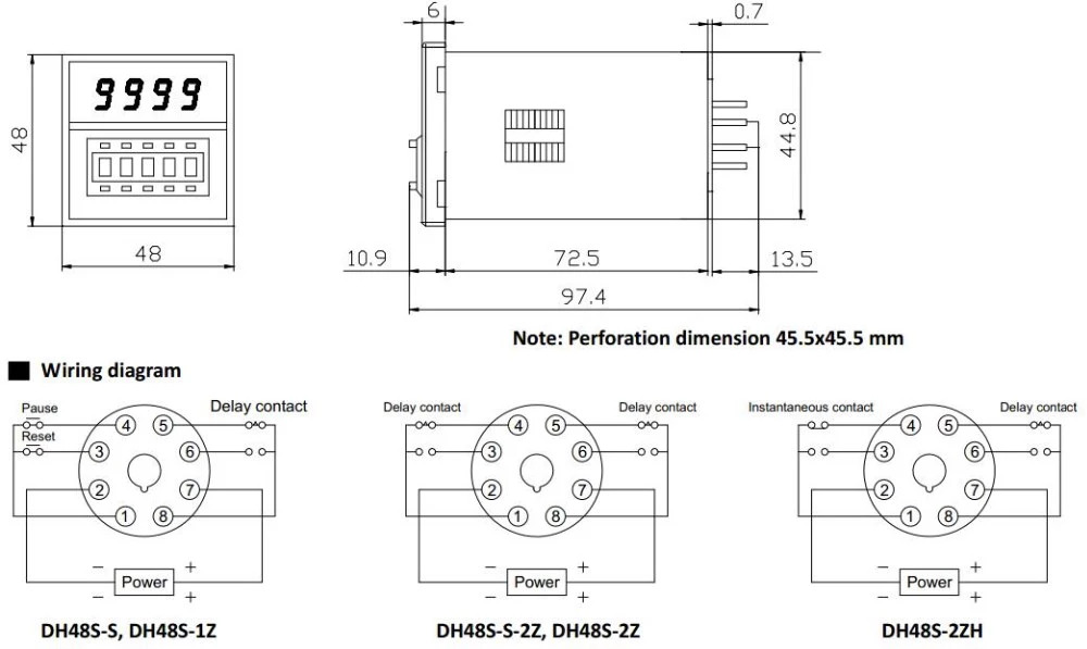 DH48S-S Twin Timer ทวินไทม์เมอร์ ไทม์เมอร์รีเลย์ พร้อมฐาน 220VAC Relay Delay Timer with Socket Base