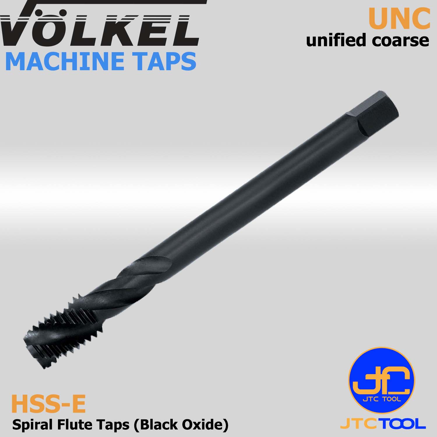 ดอกต๊าปเครื่องร่องเลื้อยไฮสปีดโคบอลสีดำหน่วยนิ้ว(UNC) - HSS-E Machine Taps Spiral Flute Black Oxide Unified Coarse Thread (UNC) [Brand: Volkel]
