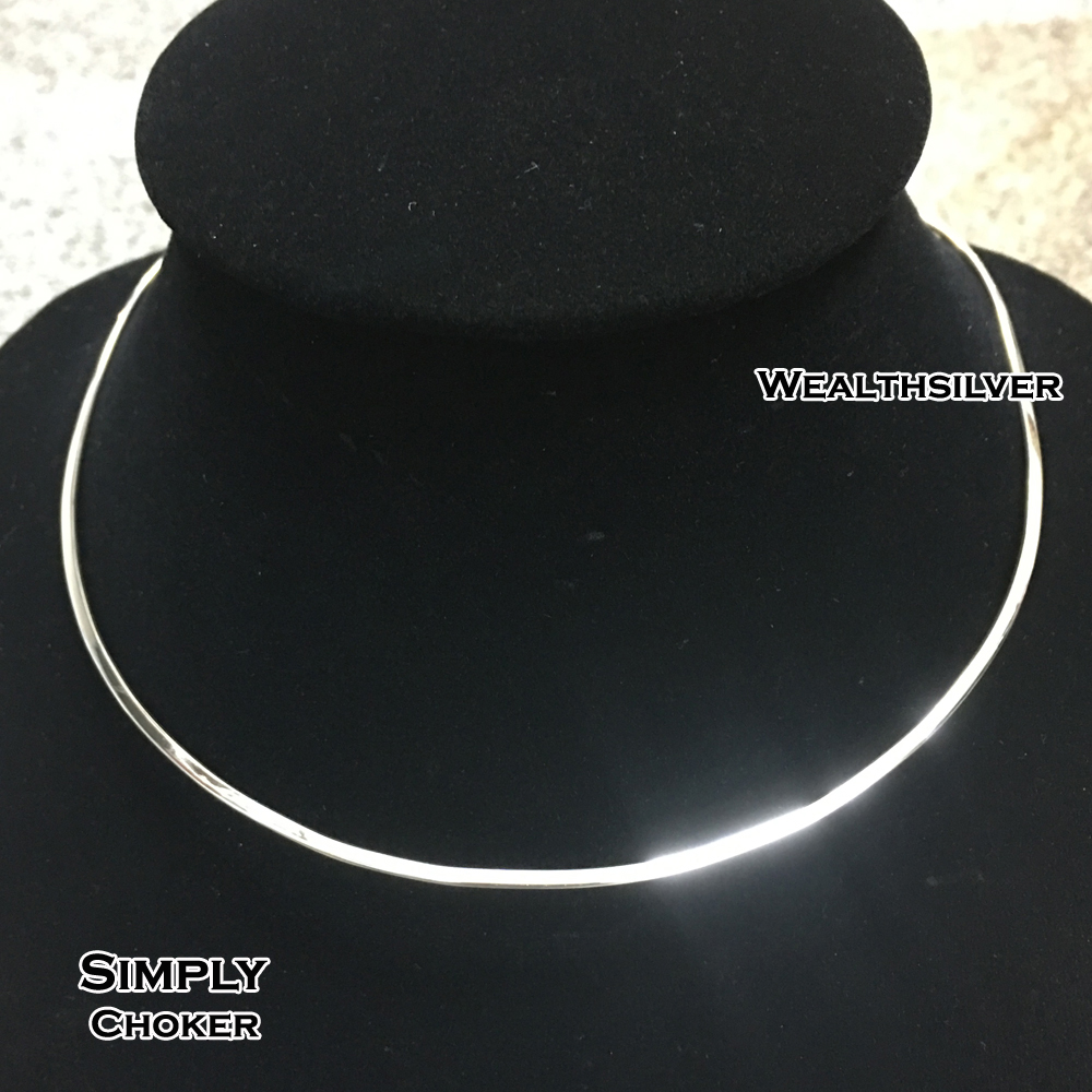 โช๊คเกอร์ เงินแท้ ลายSimply 16"