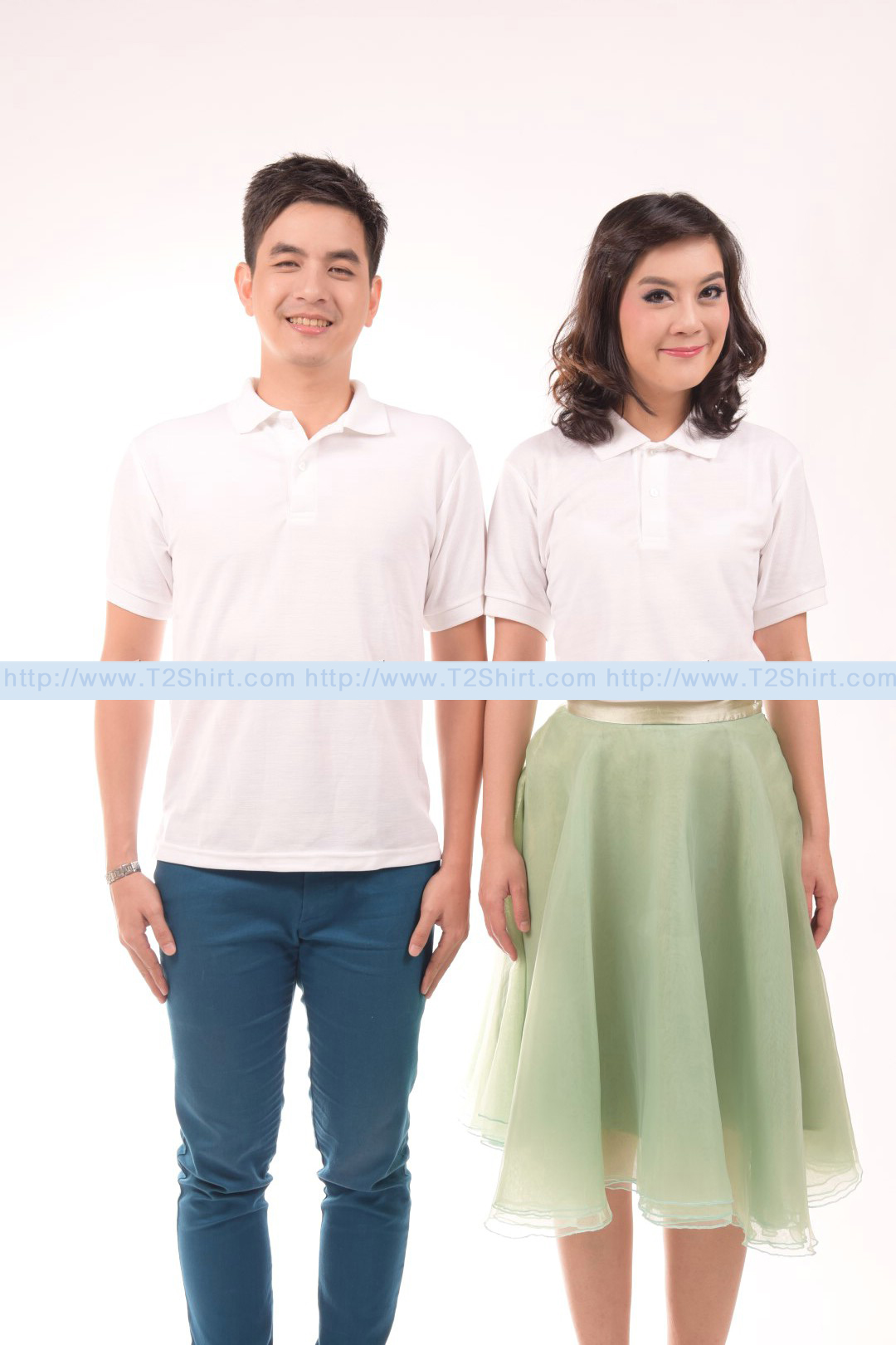 เสื้อโปโล TK แขนสั้น ทรงตรง สีขาว Size XL