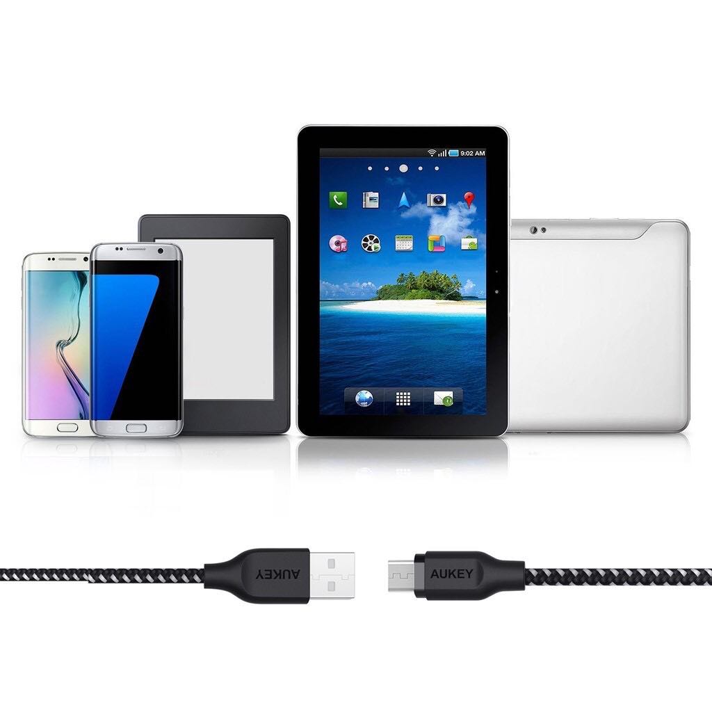 สายชาร์จ AUKEY CB-AM1 Micro USB คุณภาพสูง ทนทานกว่าสายทั่วไป 10 เท่า สายไนล่อน ยาว 1.2 เมตร