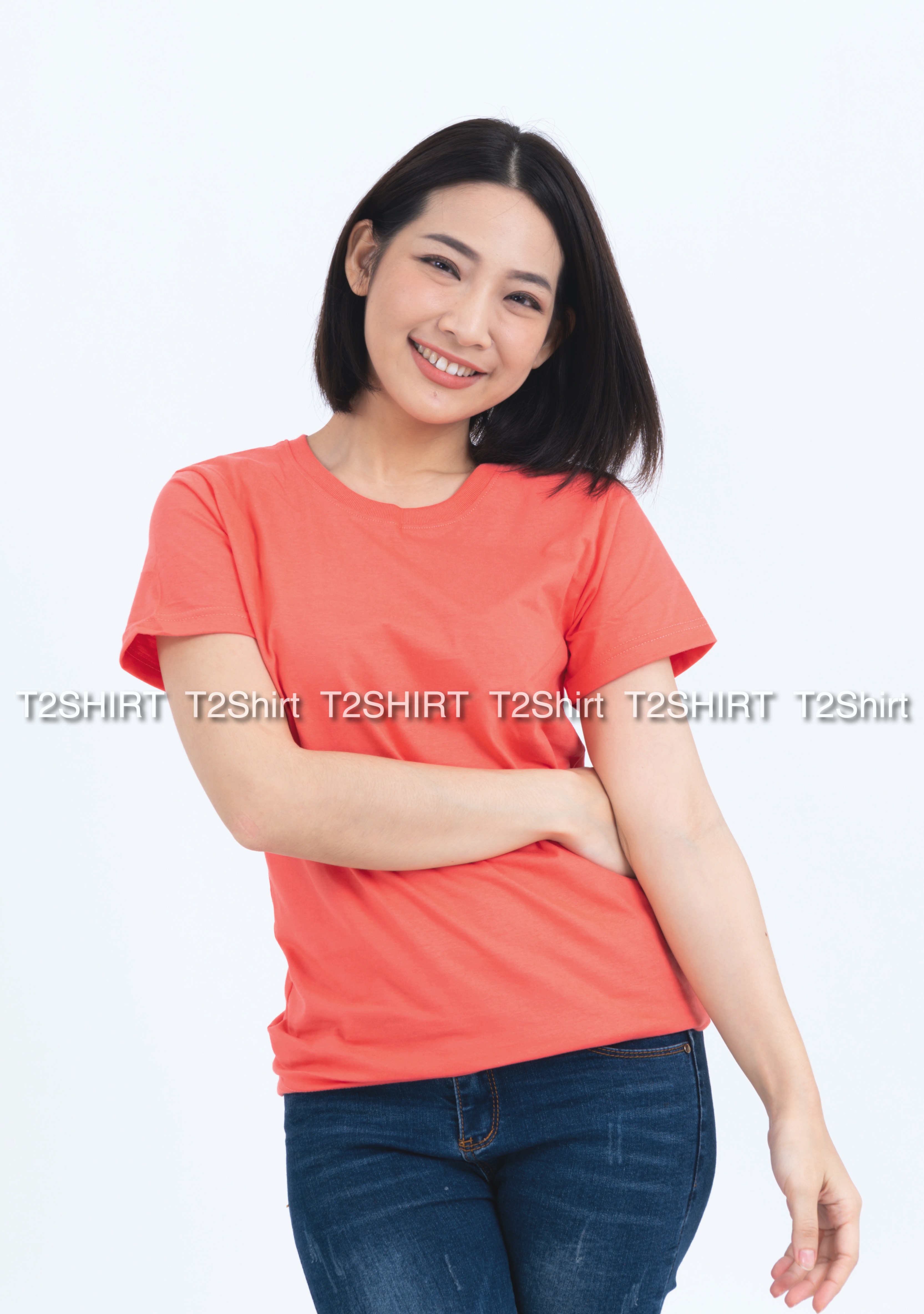 เสื้อยืด คอกลม แขนสั้น สีโอลด์โรส Size S