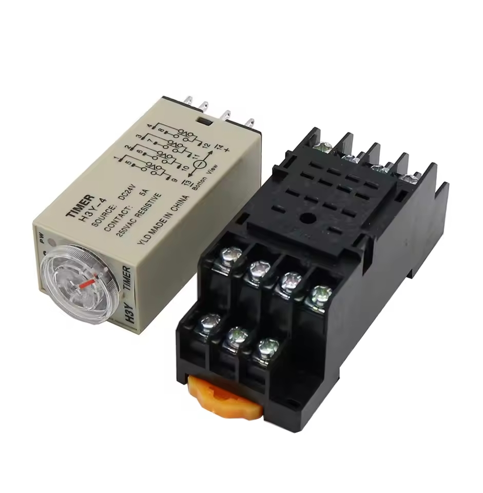 H3Y-2 H3Y-4 Timer Relay with Base Socket ไทม์เมอร์ รีเลย์ พร้อมฐาน