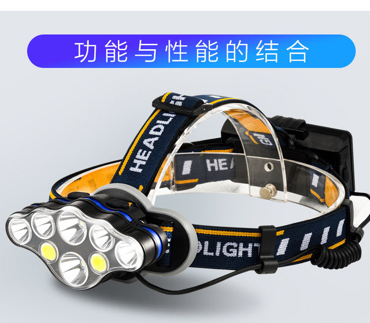 ไฟฉายคาดหัวแรงสูง หลอด LED และ หลอด COB แบบ 8 หลอด